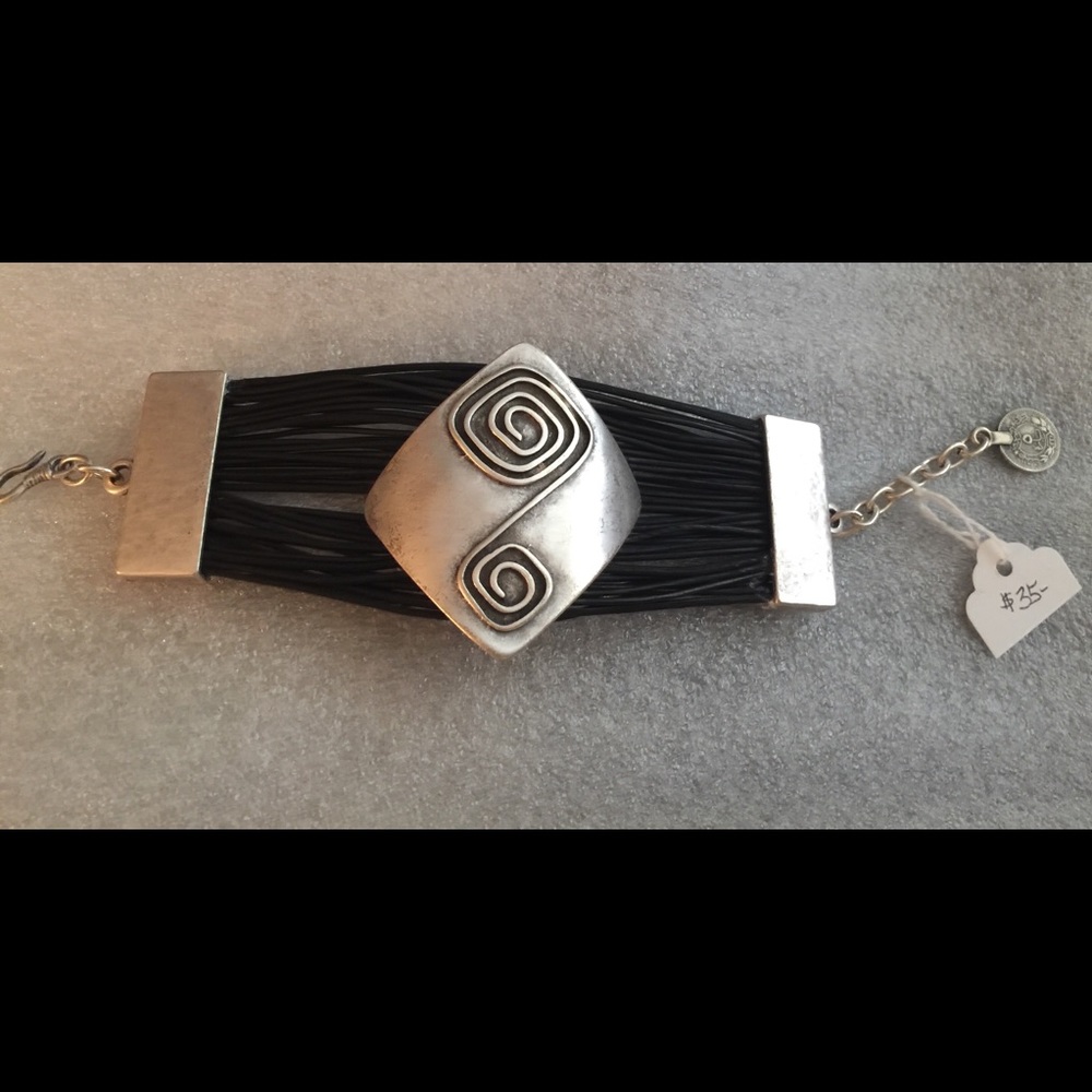 REDUCED! $30 now-Pewter & black leather cords